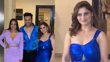 Arti Singh Stuns In An Electric Blue Mini Dress At Her Bridal Shower, Krushna-Kashmera Pose With Her