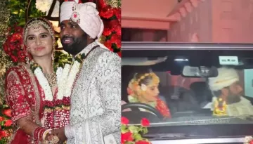 Arti Singh Gives A Twist To Her 'Vidaai' Ritual, Drives Off Her Jeep With Hubby, Dipak By Her Side