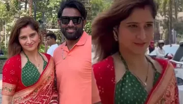 Arti Singh's First Appearance Post Marriage, New Bride Dons A Saree With Unique Halter-Neck Blouse