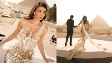 Ankur Jain's Bride, Erika Hammond Wore A 3D Embellished Wedding Gown, It Had A Peacock-Themed Trail