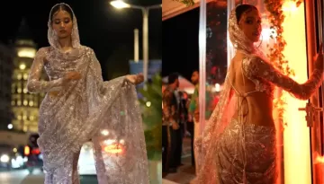 Nancy Tyagi Reveals Her Second Cannes Outfit, She Stuns In Self-Made Heavily Embellished Saree Gown