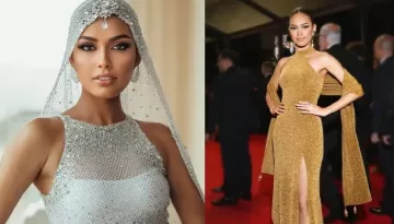 First Miss Universe Pakistan, Erica Robin Makes Her Debut At The Cannes 2024 In A Golden Gown