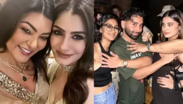 Orry Poses Weirdly With Sushmita Sen And Raveena's Daughters, Netizen Points At Rasha's Expression