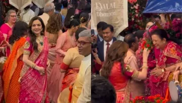 Nita Ambani Sheds Elegance In A 'Bandhani' Saree For Anant And Radhika's 'Mameru' Ceremony