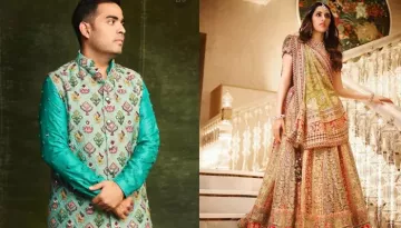 Shloka Mehta Dons A Bejeweled Green Lehenga For The Garba Dandiya Night, Akash Ambani Twins With Her