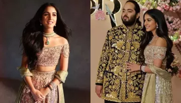 Radhika Merchant Oozes Elegances In A Swarovski Diamond-Encrusted Gold Motif Lehenga For 'Sangeet'