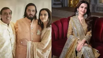 Nita Ambani Looks Absolutely Stunning In MM's Antique Gold Ensemble, Pairs It With Diamond Jewellery