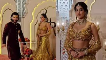 Janhvi Kapoor Shines In A Gold-Bejewelled Lehenga As BF, Shikhar Pahariya Hypes Her Up While Posing