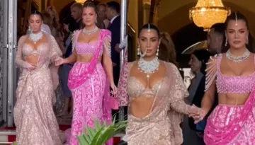 Anant-Radhika's Aashirwad: Kim Kardashian Opts For Nath, While Khloe Stuns In Pearl-Studded Attire