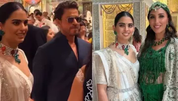 Isha Ambani Complements Her White Lehenga With Multi-Gem-Studded Necklace At Anant's Shubh Aashirwad