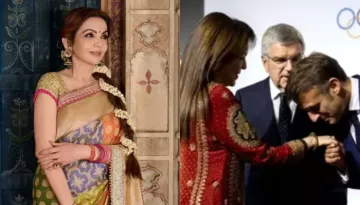 Nita Ambani Graces 2024 Paris Olympics Event In A Chic Red Suit, President Macron Warmly Greets Her