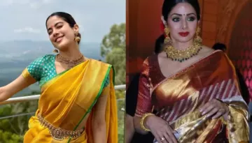 Janhvi Kapoor's Looks Like Sridevi's Spitting Image In Yellow Kanjivaram Saree With Temple Jewellery