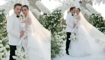 Amy Jackson Looks Regal In A Strapless White Flouncy Ballgown As She Marries Ed Westwick In Italy