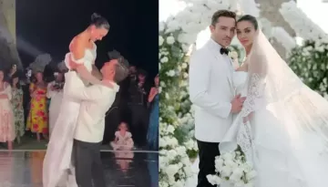 Newly Wed, Amy Jackson Blushes As Husband, Ed Westwick Lifts And Kisses Her During Their First Dance