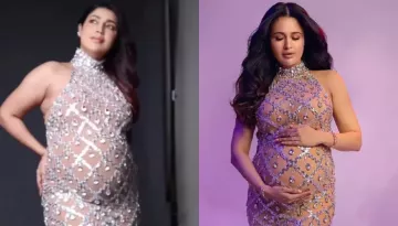 Pregnant, Yuvika Chaudhary Repeated Debina Bonnerjee's Maternity Nude Dress With Crystals For Shoot