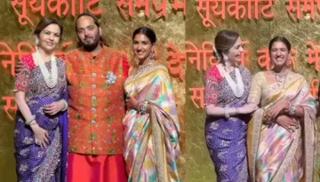 Nita Ambani Poses With Anant Ambani And Radhika At Ganpati Bash, The Latter's Smile Steals Limelight