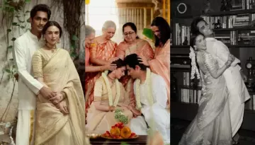 Aditi Rao Hydari Exudes Old World Charm In Beige Sabyasachi Lehenga, Dons Half-Moon Alta At Wedding