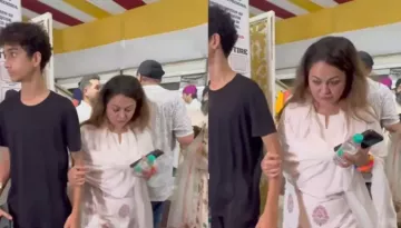 Amrita Arora Breaks Down In Tears At Her Dad, Anil Mehta's Prayer Meet, Her Son Supports Her To Walk