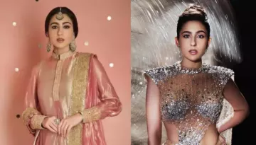 Sara Ali Khan's Bold Photoshoot, Slips Into Skin-Toned Embellished Gown From Abu Jani Sandeep Khosla