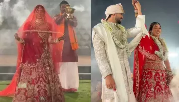 'TMKOC's OG 'Sonu', Jheel Mehta Gets Emotional As She Marries Aditya Dube Decked In A Red Lehenga