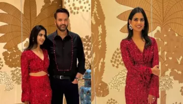Birthday Girl Isha Ambani Bedazzles In Red, Poses With Husband, Anand Piramal At Celebration