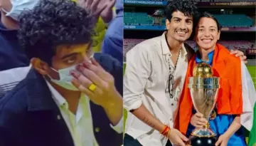 Palaash Muchhal Visits Premanand Maharaj After Wedding Gets Postponed, Hides His Face With A Mask
