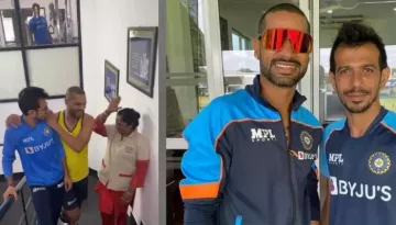 Shikhar Dhawan Holds Yuzvendra Chahal, Says 'Babuji Zara Dheere Chalo' As They Climb Stairs