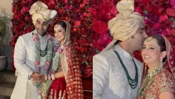 Aadar Jain Kisses Alekha In Front Of Paps, Bride Flaunts Her Butterfly 'Kaleeras' And 'Sindoor'