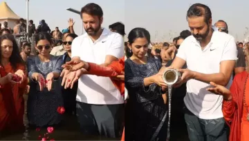 Isha Ambani Looks Vibrant As She Visits Mahakumbh With Hubby, Anand Piramal, Takes A Dip In Sangam