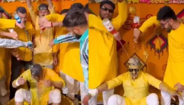 Groom Gets Drenched As Groomsmen Pour Drinks On Him At His 'Haldi', Sparking Debate In Netizens