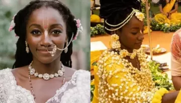 Black Woman Turns 'Radha Rani' In White Lehenga For 'Kirtan', Wore 'Phoolon Ka Dupatta' For 'Haldi'