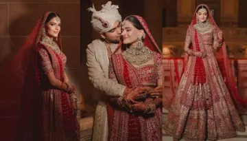 This Bride's Red And Gold Lehenga And OTT Jewels Are Pure Goals, Turns Heads In A Royal Backdrop