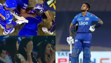 GT Vs MI: A Ball Strikes Suryakumar Yadav's Helmet, He Falls Flat On The Ground, Wife Remains Tensed
