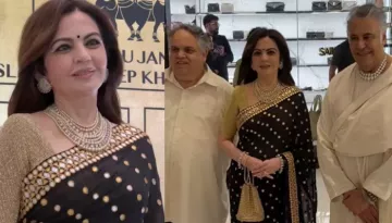Nita Ambani Wore Mirror-Work Black Saree For Best Friends, Abu Jani Sandeep Khosla's Store Launch