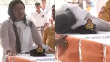 Pahalgam Terror Attack: Navy Officer Vinay Narwal's Newly-Wedded Wife Breaks Down Next To His Coffin