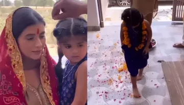 Charu Asopa Holds 'Griha Pravesh Puja' At New Home In Bikaner, Ziana Enters With Kumkum-laden Feet