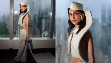 Diya Mehta Jatia MET Gala Ensemble Features 9000 Hand-Embroidered White Quarts And Royal Cashmere