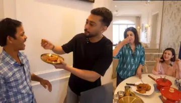 Gauahar Khan's Husband, Zaid Darbar Feeds Farah Khan's Cook, Dilip By His Hands, 'Bahut Badiya..'