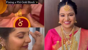 South Indian Bride Wears 22 Carat Gold 'Bindi' For Wedding, Netizens Are In Shock 'What If It Fell?'