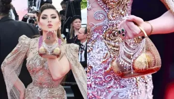 Urvashi Rautela Creates A BUZZ With Her Rs. 5.29 Lakh 'Bikini' Gold And Diamond Bag At Cannes