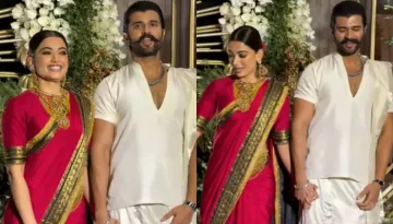 Rashmika Mandanna's Reception, New Bride Wore Red Sabyasachi Saree With Sindoor, Braided Hairstyle