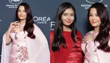 Aishwarya Rai Dons A Blush Pink 3D Ensemble, Daughter Aaradhya Complements Her In A Ruby-Red Gown
