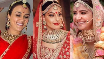  15 Bollywood Actresses Who Wore Striking 'Matha Patti' And 'Maang Teeka' Designs On Their Wedding   