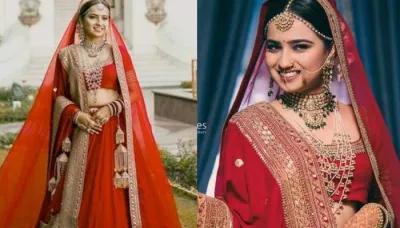  The Bride Donned Designer, Sabyasachi Mukherjee's Minimalist Red 'Lehenga-Choli' Set   