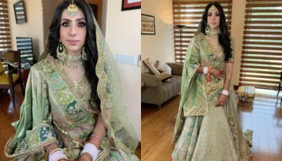 This Punjabi Bride Chose A Unique Coloured Lehenga From Rimple And Harpreet For Her Wedding Day   