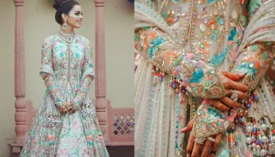  Pakistani Bride Chose Kaleidoscope Hues On Her 'Sangeet' Outfit, Her Wedding Lookbook Shows Royalty   
