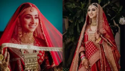  This Sabyasachi Bride Looked Royal In A Red Lehenga, Her Wedding Jewellery Is Steal-Worthy   