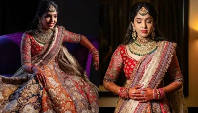  Sabyasachi Bride Looked Like A Rainbow, Wearing A Multi-Hued Lehenga On Her Pre-Wedding Ceremony   