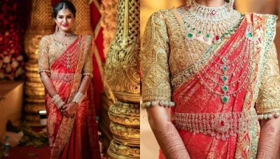  South Indian Bride Oomphed Her Wedding Look In A 'Kanjivaram' Saree From Manish Malhotra's Closet   