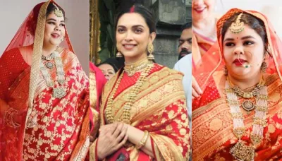Plus Size Sabyasachi Bride Recreated Deepika's 'Sindoori' Red Silk Saree Look For Her Anniversary